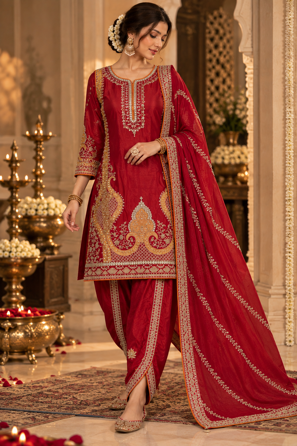 Crimson Heritage Chinon Salwar Suit Set - standing full view