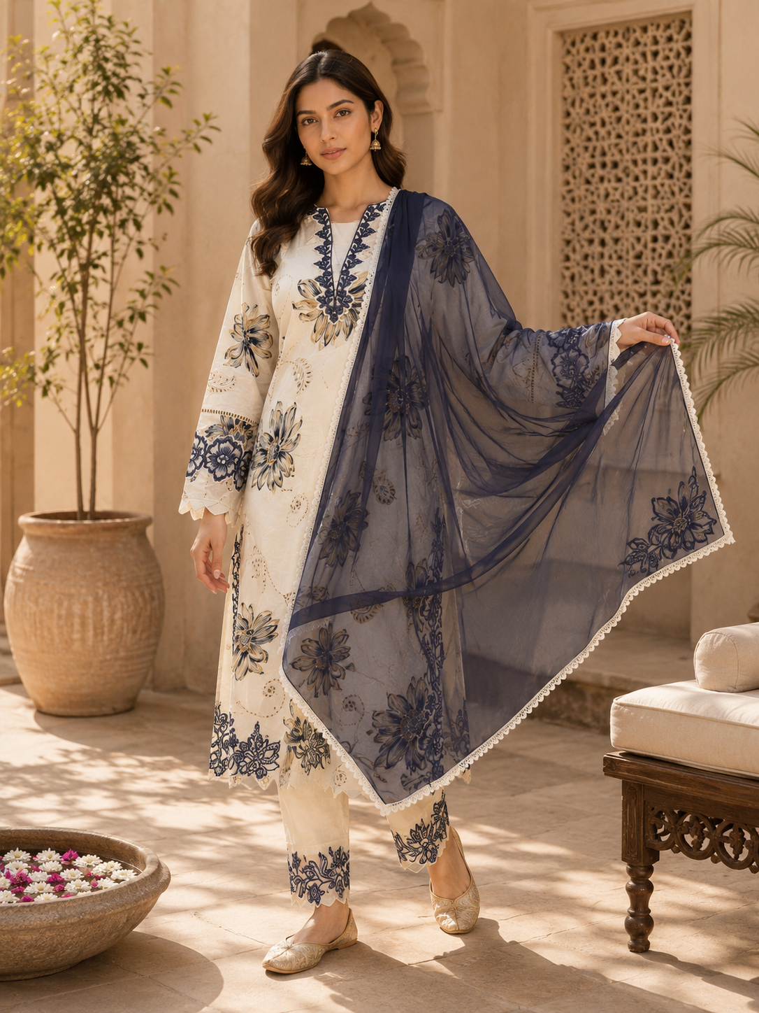 Ivory Bloom Kurta Set