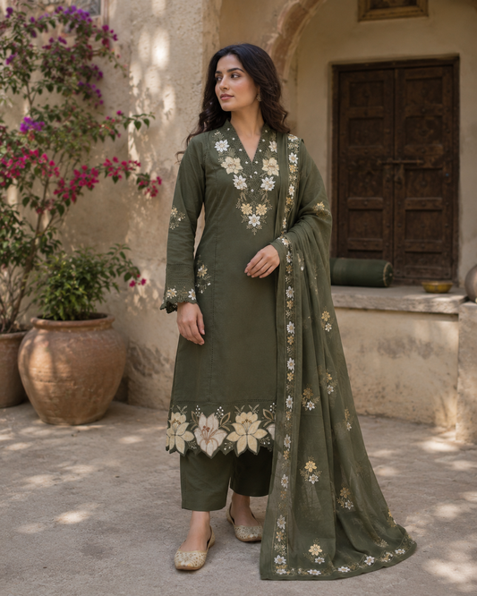 Sage Zardozi Kurta Set