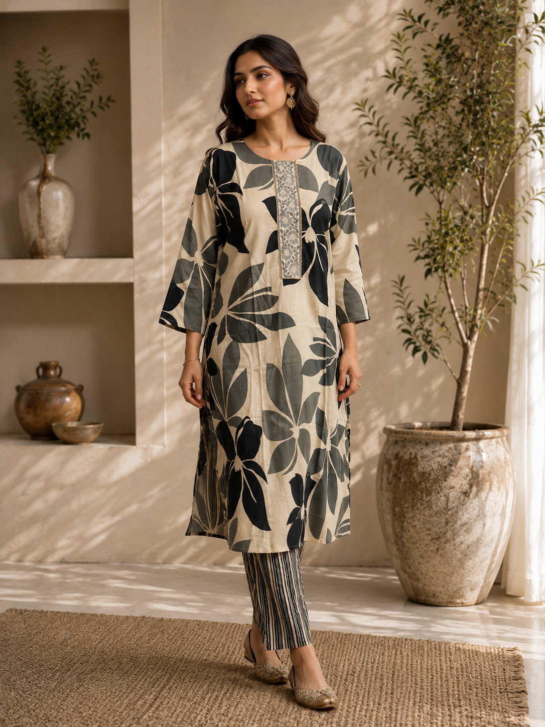 Tropical Leaf Kurta Set