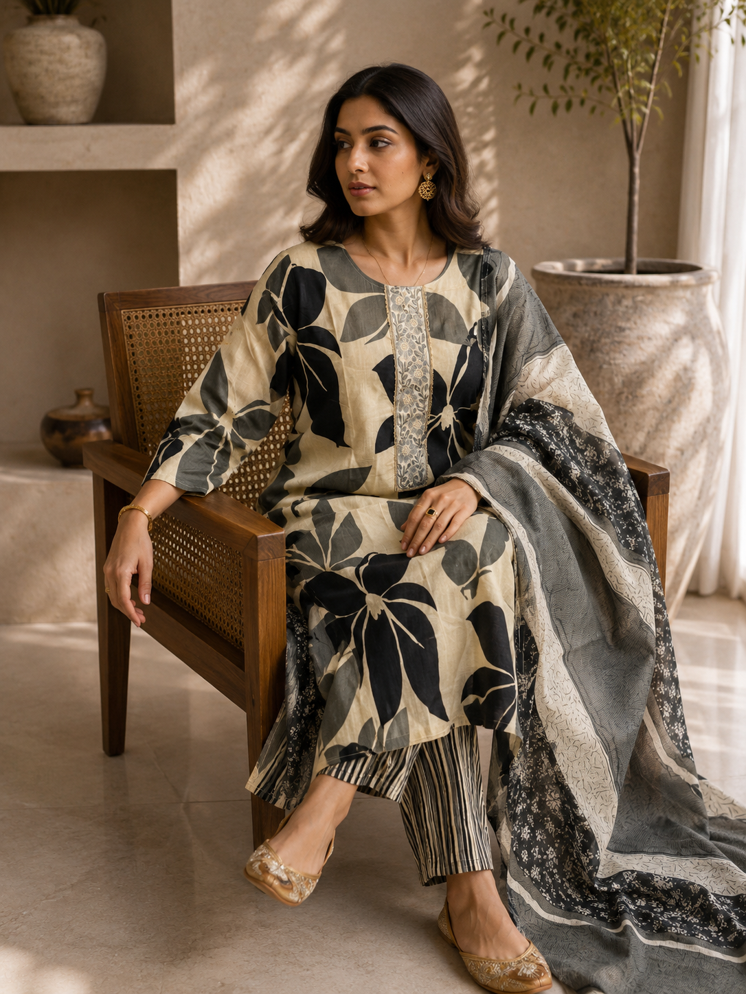 Tropical Leaf Kurta Set