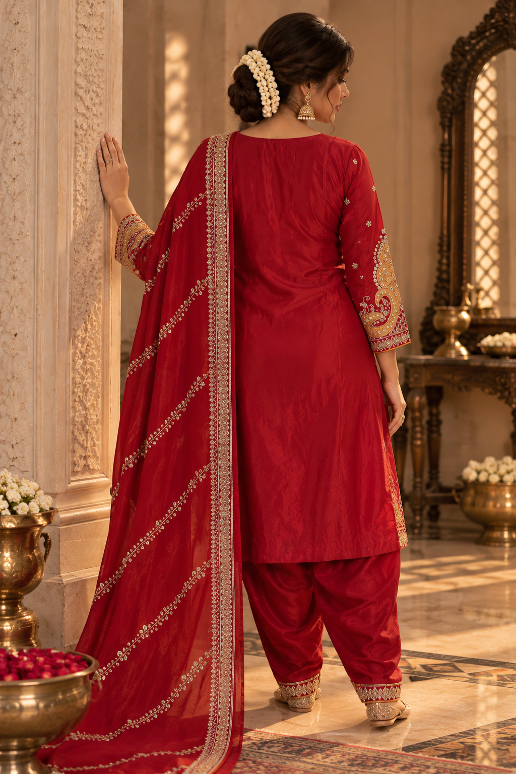Crimson Heritage Chinon Salwar Suit Set - front full view