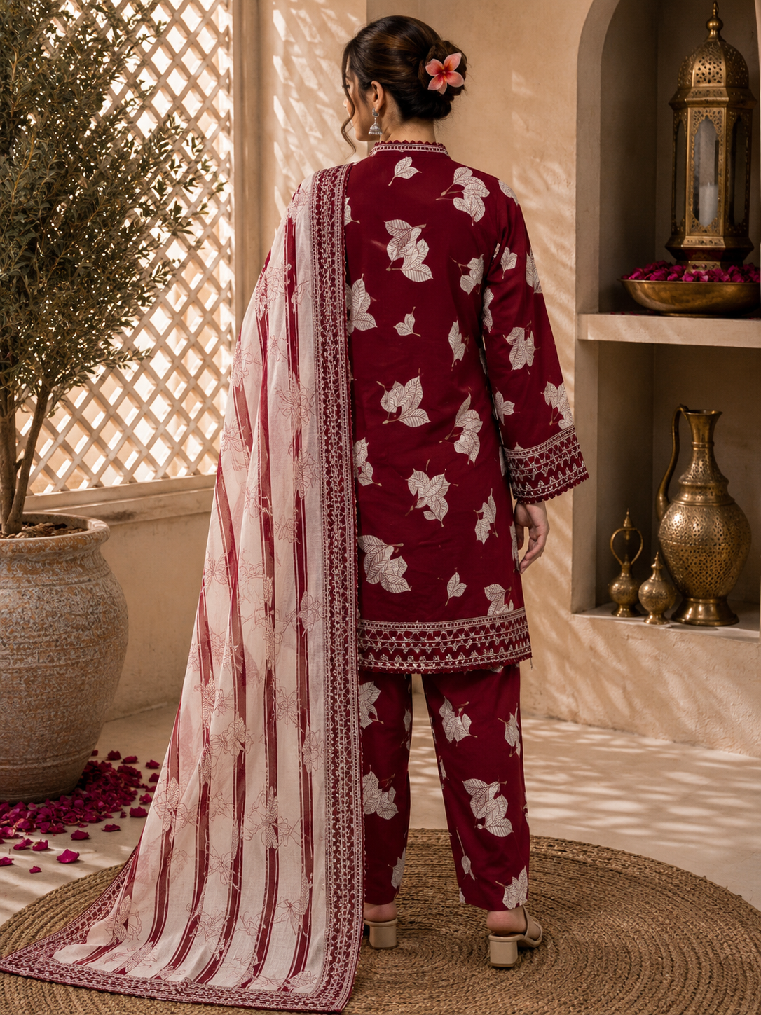 Crimson Leaf Kurta Set