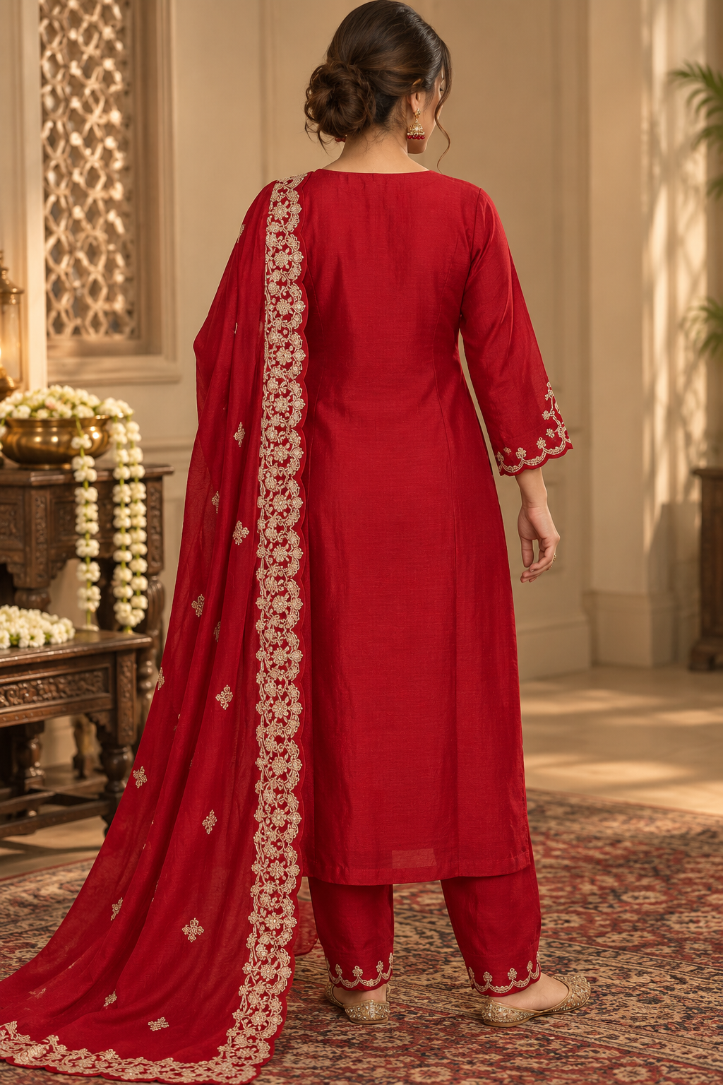Ruby Floral Chinon Salwar Suit Set - back view