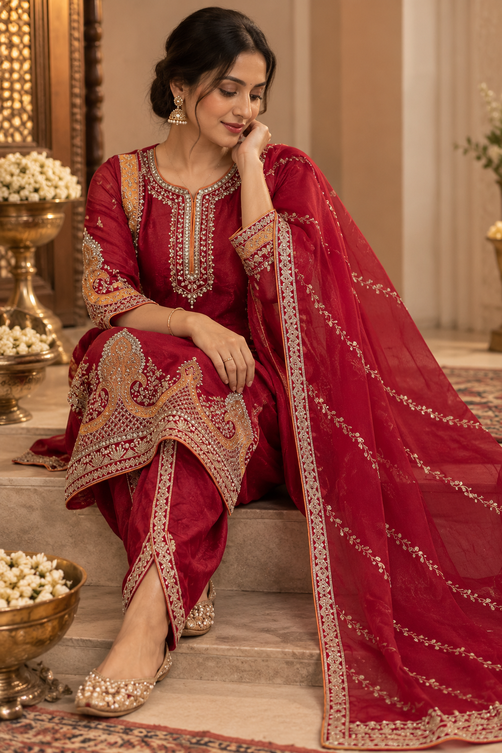 Crimson Heritage Chinon Salwar Suit Set - back view