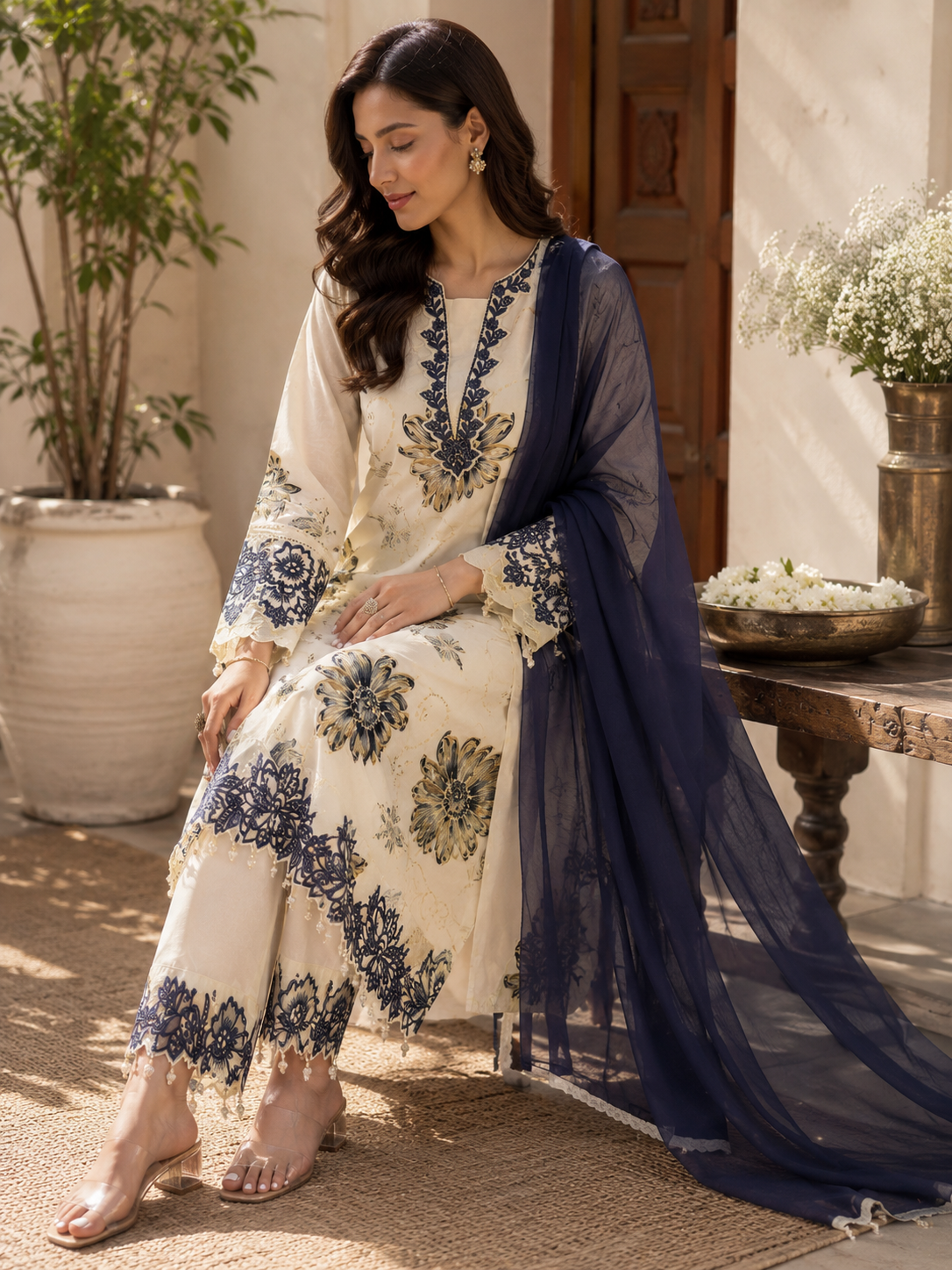 Ivory Bloom Kurta Set
