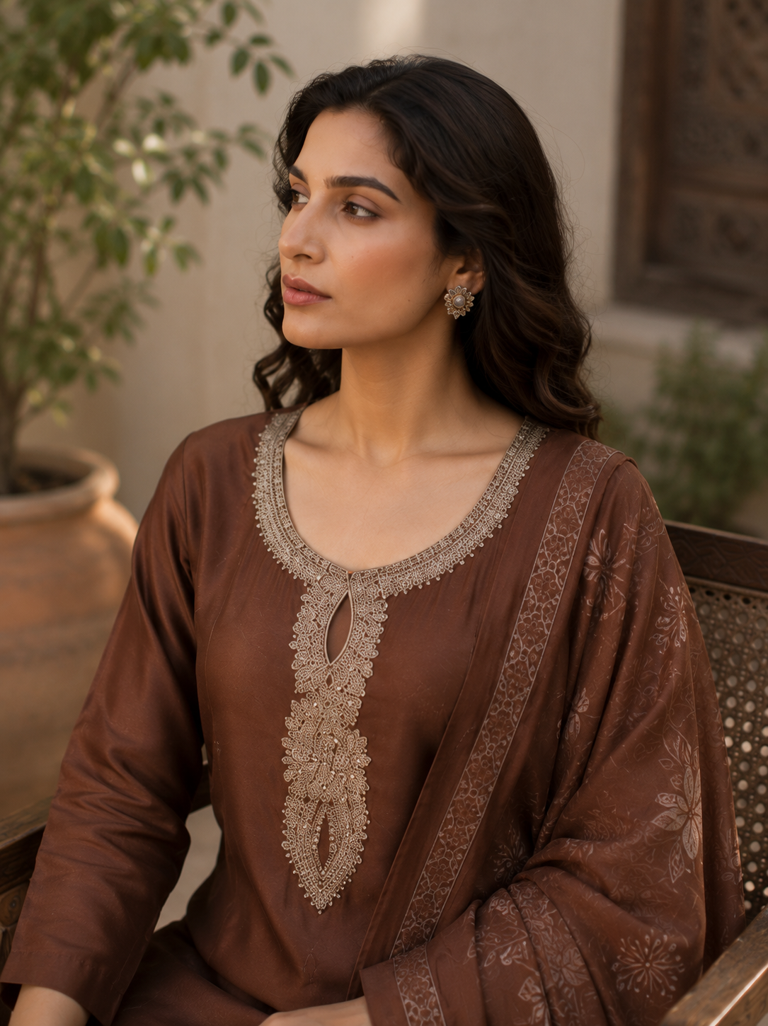 Tawny Zari Kurta Set