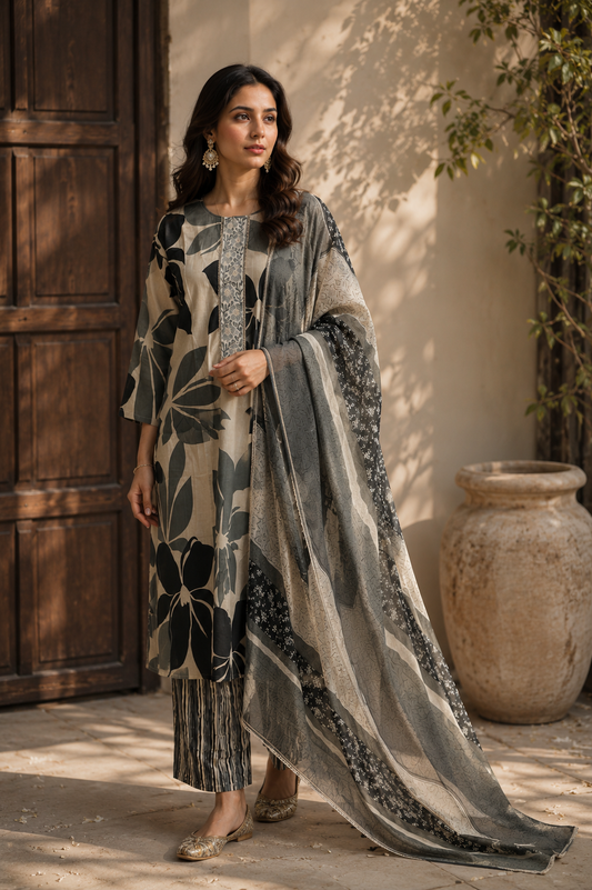 Tropical Leaf Kurta Set