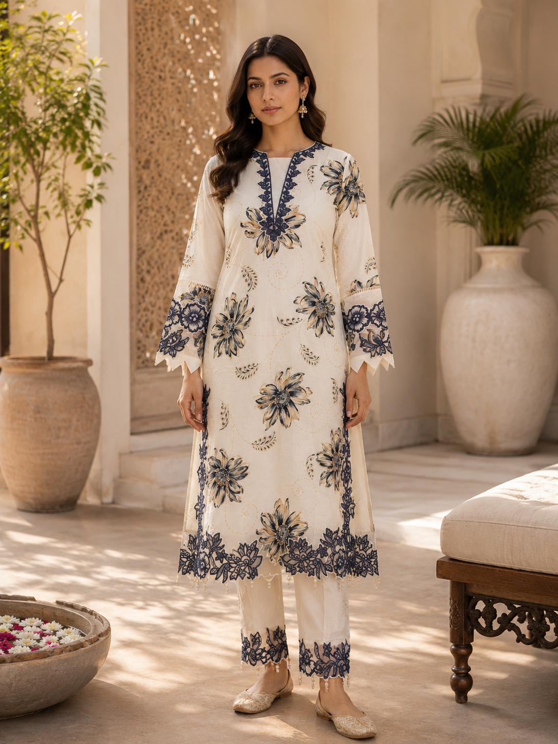 Ivory Bloom Kurta Set
